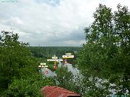 Mělník - Soutok Labe a Vltavy - La Vltava (Moldau) à droite se jette dans la Labe (Elbe) à gauche. &mdash; ⑴ Labe (Elbe) &mdash; ⑵ Soutok Labe a Vltavy &mdash; ⑶ Vltava (Moldau)