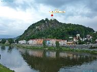 Děčín - Vyhlídková věž Pastýřská stěna depuis Tyršův most &mdash; ⑴ Vyhlídková věž Pastýřská stěna