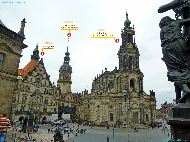 Dresden - Schloßplatz (Georgentor, Staatliche Kunstsammlungen, Kathedrale Sanctissimae Trinitatis) &mdash; ⑴ Georgentor &mdash; ⑵ Staatliche Kunstsammlungen &mdash; ⑶ Kathedrale Sanctissimae Trinitatis