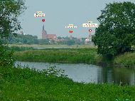 Tangermünde &mdash; ⑴ St. Stephan, Tangermünde &mdash; ⑵ Gefängnisturm &mdash; ⑶ Aussichtsturm auf der Burganlage