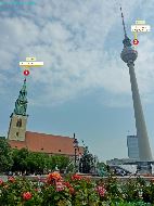 St. Marienkirche et Berliner Fernsehturm &mdash; ⑴ St. Marienkirche &mdash; ⑵ Berliner Fernsehturm