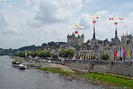Saumur &mdash; ⑴ Château de Saumur &mdash; ⑵ Église Saint-Pierre &mdash; ⑶ Hôtel de ville de Saumur