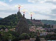 Le Puy-en-Velay - Chapelle Saint-Clair d'Aiguilhe &mdash; ⑴ Statue de Notre-Dame de France &mdash; ⑵ Église Saint-Michel d'Aiguilhe &mdash; ⑶ Cathédrale Notre-Dame-du-Puy