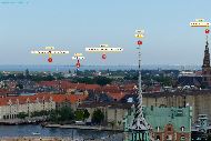 København (Copenhague) - Christiansborg Tårnet &mdash; ⑴ Silo Cementa (Malmö en Suède) &mdash; ⑵ Saltholm &mdash; ⑶ Turning Torso (Malmö en Suède) &mdash; ⑷ Børsen &mdash; ⑸ Vor Frelsers Kirke