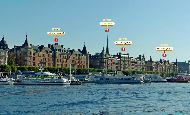 Stockholm - Ladugårdslandsviken &mdash; ⑴ Strandvägen 31 &mdash; ⑵ Oscarskyrkan &mdash; ⑶ Strandvägen 37 &mdash; ⑷ Strandvägen 45