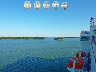 Helsinki &mdash; ⑴ On virera au large de l'Estonie &mdash; ⑵ On virera au large de Kaliningrad &mdash; ⑶ On virera au large de la Suède &mdash; ⑷ On virera au large de Rugen &mdash; ⑸ Terminus à Travemünde