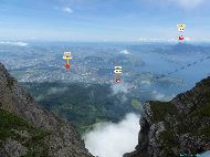 Pilatus (2100m) - Vue vers le Nord-Est sur le lac des 4 Cantons - Luzern vers la gauche &mdash; ⑴ Luzern &mdash; ⑵ Horw &mdash; ⑶ Rigi