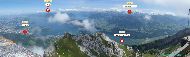 Pilatus (2100m) - Vue sur le lac des 4 Cantons &mdash; ⑴ Horw &mdash; ⑵ Rigi &mdash; ⑶ Alpnacher See &mdash; ⑷ Stanserhorn