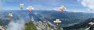 Pilatus (2100m) - Vue sur le lac des 4 Cantons &mdash; ⑴ Horw &mdash; ⑵ Rigi &mdash; ⑶ Bürgenstock &mdash; ⑷ Alpnacher See &mdash; ⑸ Stanserhorn