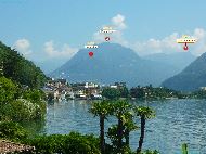 Melide (Lac de Lugano) &mdash; ⑴ Monte Brè &mdash; ⑵ Monte Boglia &mdash; ⑶ Cima di Fojorina