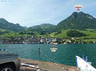 Sur le Lac des 4 Cantons face à Beckenried &mdash; ⑴ Beckenried &mdash; ⑵ Buochserhorn