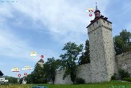 Luzern - au pied de la Wachtturm &mdash; ⑴ Wachtturm &mdash; ⑵ Zytturm &mdash; ⑶ Schirmerturm &mdash; ⑷ Pulverturm
