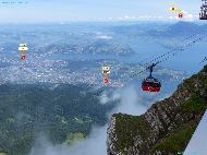 Pilatus (2100m) - Vue vers le Nord-Est sur le lac des 4 Cantons - Horw en face et Luzern à gauche &mdash; ⑴ Luzern &mdash; ⑵ Horw &mdash; ⑶ Rigi